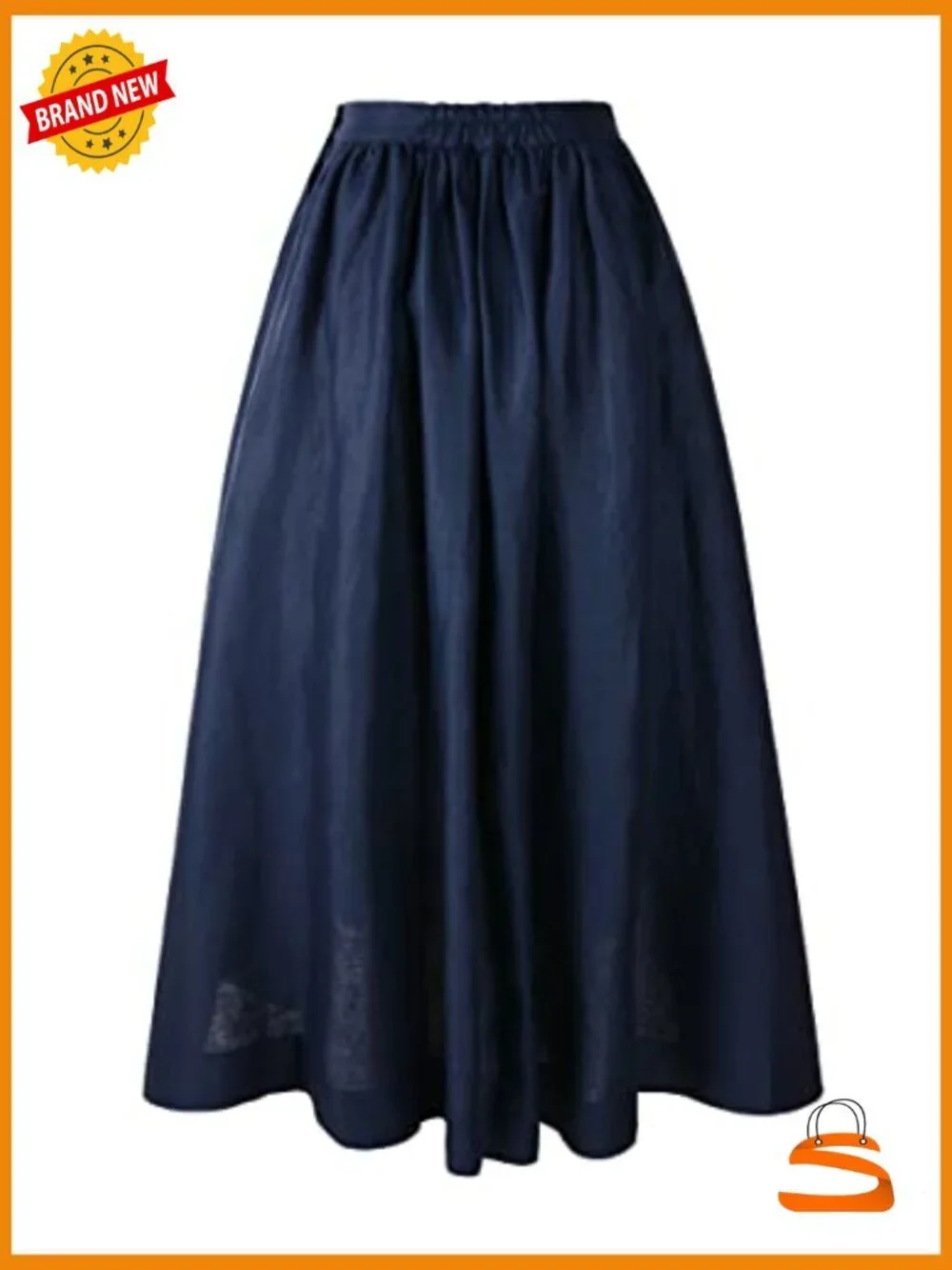 Womens Linen Victorian Renaissance Mid-Length Skirt with Pockets